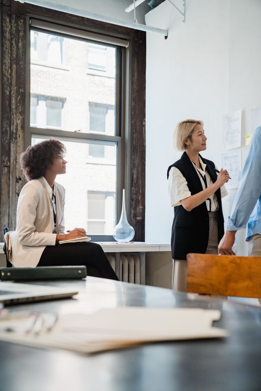 Corporate boardroom review meeting