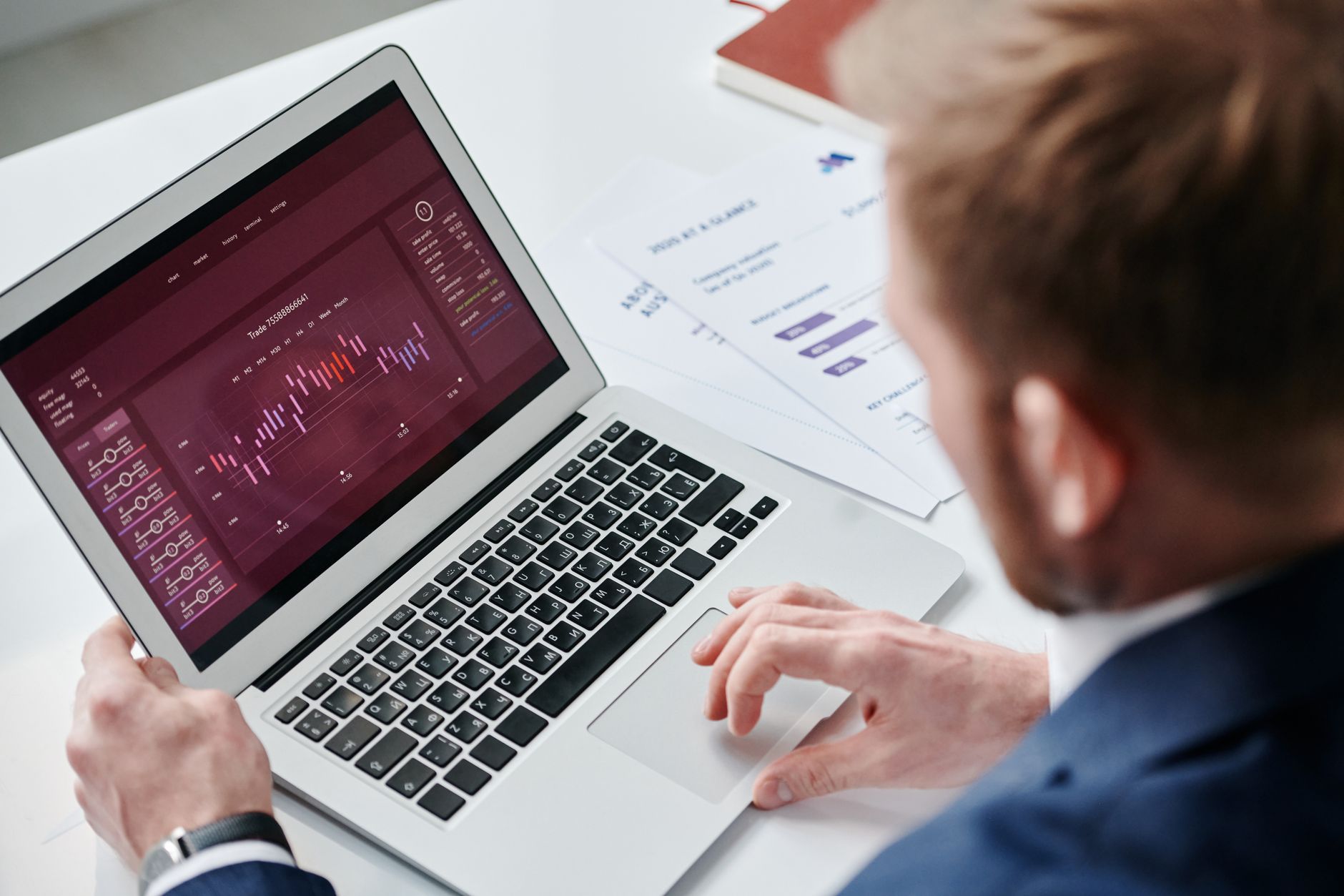 Corporate professional checking financial dashboard